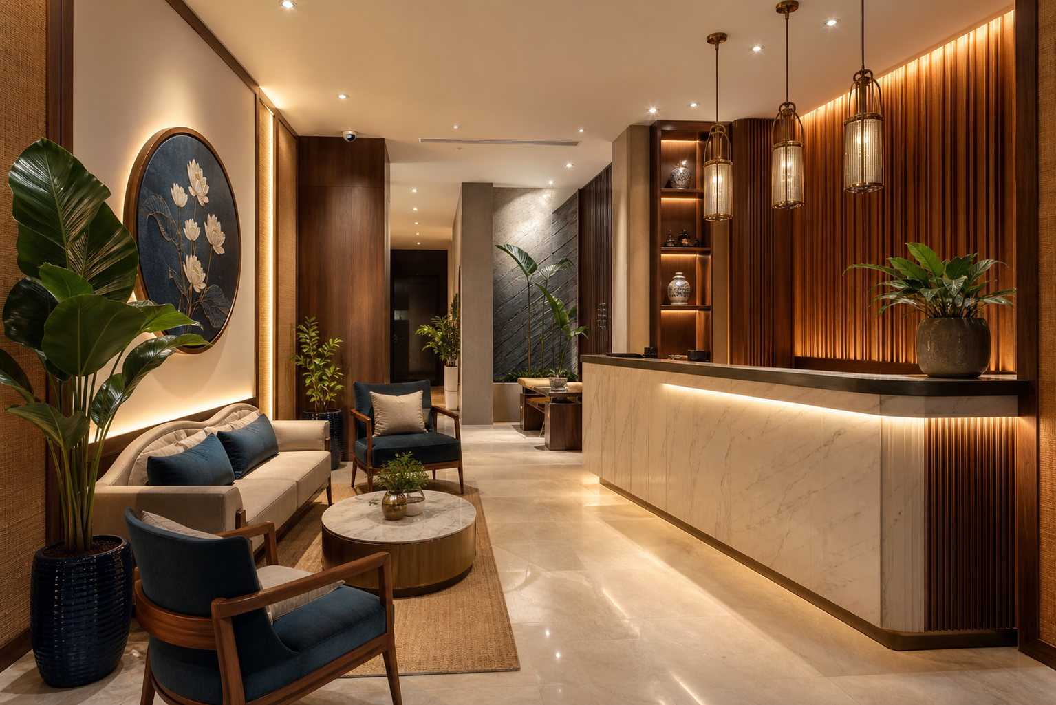 Sảnh lễ tân mini house hiện đại